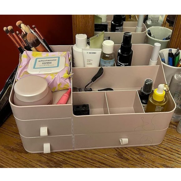Women's Beautiful Large Capacity Desk Makeup Organizer with Drawers for Cosmetic - Picture 3 of 11